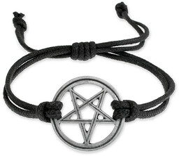 BRANSOLETKA CZARNA PENTAGRAM rock kolor czarny pentagram gwiazda