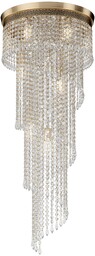 CASCADE Lampa wisząca żyrandol złota kryształ H97.5cm fi42cm