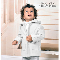 Kurtka Chłopięca- Płaszczyk z Flauszu Biała 74cm