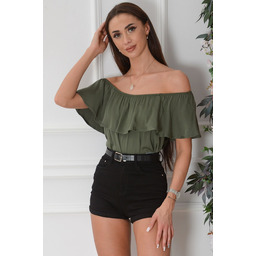 Bluzka hiszpanka z falbaną khaki Demmi