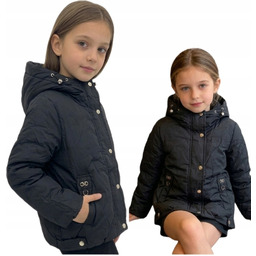 Kurtka wiosenna dla dziewczynki, bomberka z kapturem r.140