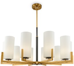 FORTANO Lampa wisząca żyrandol 10krotny mosiądz szkło H53.4cm