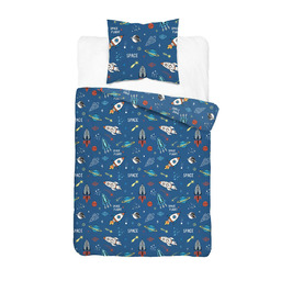 Detexpol Pościel bawełniana młodzieżowa 140x200 niebieska w kosmos