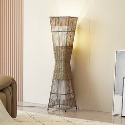 Lampa stojąca Lindby Jacinto, bambus, konopie, wysokość 130