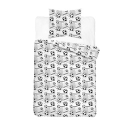 Detexpol Pościel bawełniana młodzieżowa 160x200 biała w piłki
