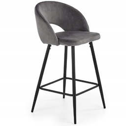 Hoker krzesło barowe szare do kuchni jadalni tapicerowany