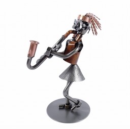 Metalowa figurka Saksofonistka. Upominek dla Saksofonistki