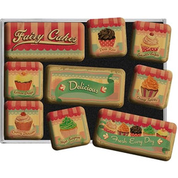 Nostalgic Art Retro lodówka zestaw magnesów 9-częściowy, zestaw