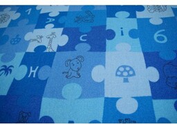Dywan dziecięcy PUZZLE niebieski 100x100 cm