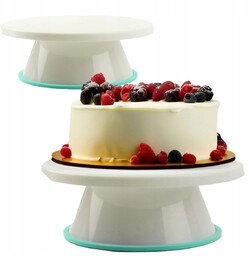 PATERA OKRĄGŁA OBROTOWA BIAŁA DO DEKORACJI NA CIASTO