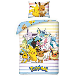 Halantex Pościel bawełniana 160x200 Pokemony żółta niebieska poszewka