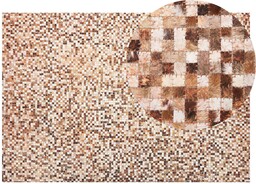 Beliani Dywan patchwork skórzany brązowy 140 x 200