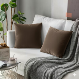 Poszewka dekoracyjna 40x40 Gładka Welur Brązowa