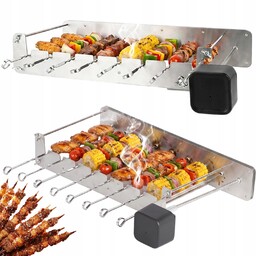 Grill Elektryczny Ogrodowy Obrotowy 360° Usb Szaszłyki 10SZT