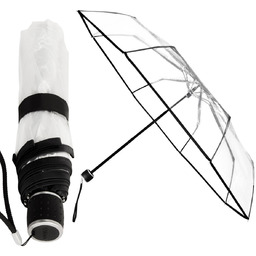 Składana krótka przezroczysta transparentna parasolka, 24 cm
