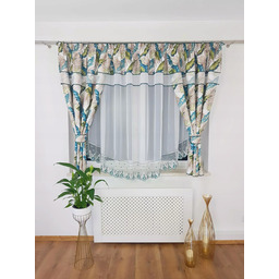 Firanka Gotowa Z Zasłonami I Haftem Zielone Liście