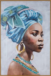 Eurofirany Obraz 659a 80x120 szary niebieski afrykańska kobieta