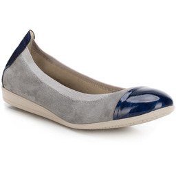 Baleriny zamszowe ze ściągaczem szaro-granatowe