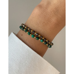 Pakamera Bransoletki na gumce - malachit, kwarc dymny