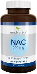 Medverita NAC 200 mg, N-acetylo L-cysteina, 180 kapsułek