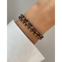 Pakamera Bransoletki na gumce - granat, kwarc dymny