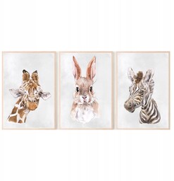 Zestaw 3 plakatów 40x50 Zwierzęta Leśne Safari