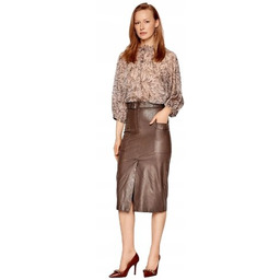 SISLEY SPÓDNICA MIDI BRĄZOWA IMITACJA SKÓRY 40 SHM