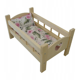 Łóżeczko Drewniane Grawer Serce + Pościel Garden