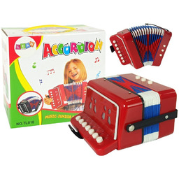 Akordeon dla dzieci, mały muzyk, czerwony, LeanToys