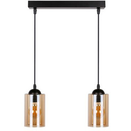 Lampa wisząca BISTRO czarny 2x40W E27 klosz brązowy
