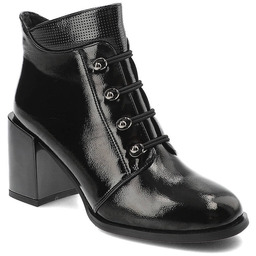 Czarne Botki Lakierowane Filippo Eleganckie Buty Damskie