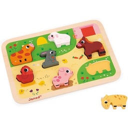 Janod- Grube puzzle na farmie drewna FSC-7 elementów