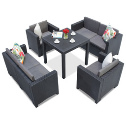 Zestaw technorattanowy Dallas Colorado Apetito 6 antracytowy Bica