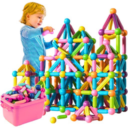 ZESTAW XL 128EL KLOCKI MAGNETYCZNE KONSTRUKCYJNE EDUKACYJNE STICKS