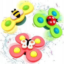 FIDGET SPINNER Z PRZYSSAWKĄ ZABAWKA SENSORYCZNA GRZECHOTKA ZESTAW