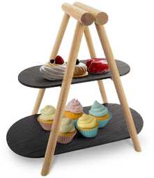 Patera kamienna drewniana 2-piętrowa 41x24x38,5 cm