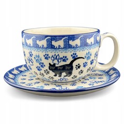 Filiżanka duża ze spodkiem Koty, kotki 350 ml