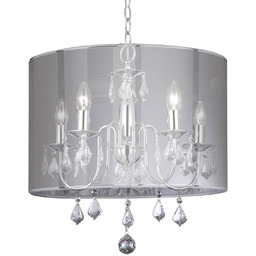 Searchlight Żyrandol Olivia, możliwość ściemniania, chromowy / srebrny,