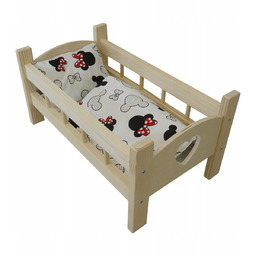 Łóżeczko Z Drewna Grawer Serce Pościel Myszka Miki