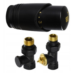 Zawór termostatyczny prosty Czarny Mat 1/2 do grzejnika