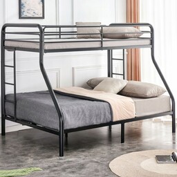 Łóżko Piętrowe 3 Osobowe Metalowe Czarne 140x200 Hotelowe