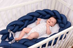 Babymatex Ochraniacz do łóżeczka Warkocz 47+47+47 satynowy granatowy