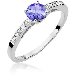 Złoty pierścionek Tanzanit 0,50ct białe złoto pr. 585