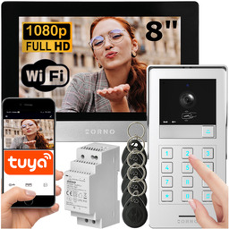 Wideodomofon Wifi 2-ŻYŁOWY Szyfrator Kod Brelok Aplikacja Zasilacz