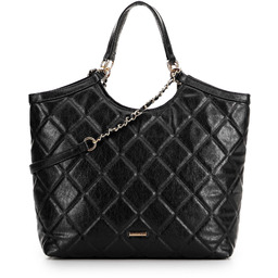 Damska shopperka z ekoskóry w geometryczne przeszycia czarna