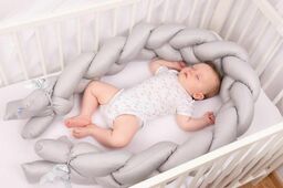 Babymatex Ochraniacz do łóżeczka Warkocz 42+42+42 satynowy szary