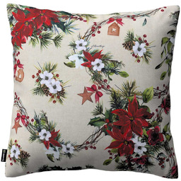 Poszewka Kinga na poduszkę, gwiazdy betlejemskie na szaro-beżowym