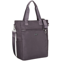 Szara shopperka damska na uchwytach i doczepianym pasku,