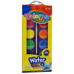 Farby akwarelowe duże pastylki 12 kolorów Colorino 841089