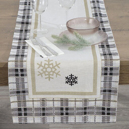 Bieżnik bożonarodzeniowy gobelinowy beżowo-czarny OSB-190-1